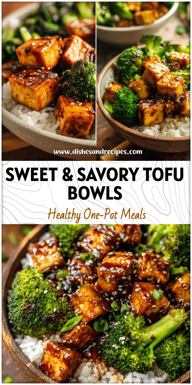 Bowl of Honey Garlic Tofu with broccoli served over rice, a vibrant Garlic Tofu Dinner dish.
